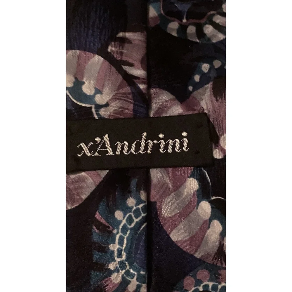 x'Andrini 100% Italian Silk Men's‎ Necktie Black/Mauve Made In USA-54